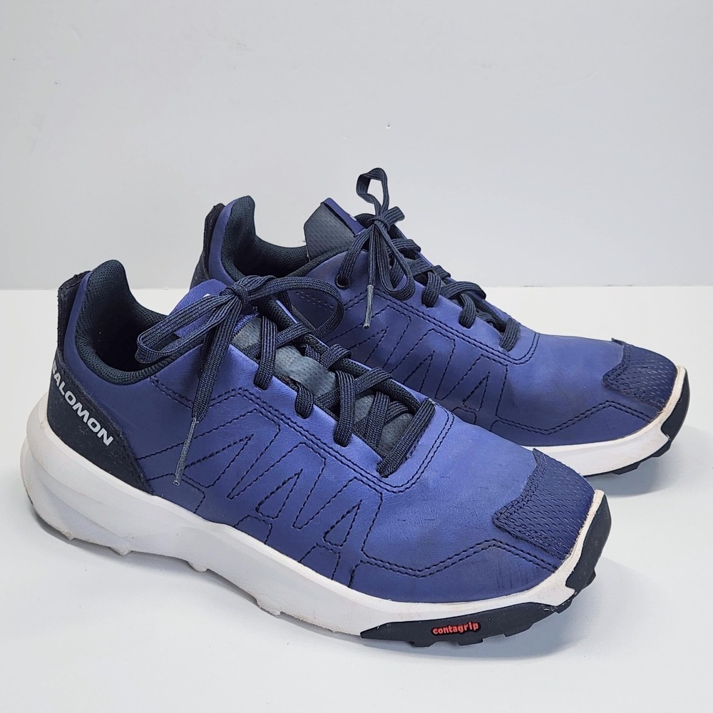 Salomon Shoes Youth Size 4 Blue Contagrip Low Top Trail Running Sneakers 472810